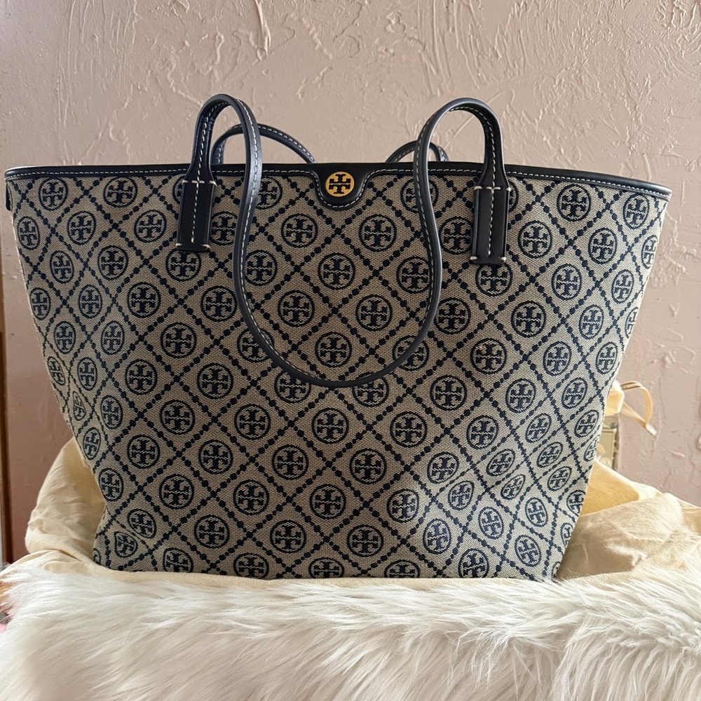 Tory Burch T Monogram Zip Canvas Tote